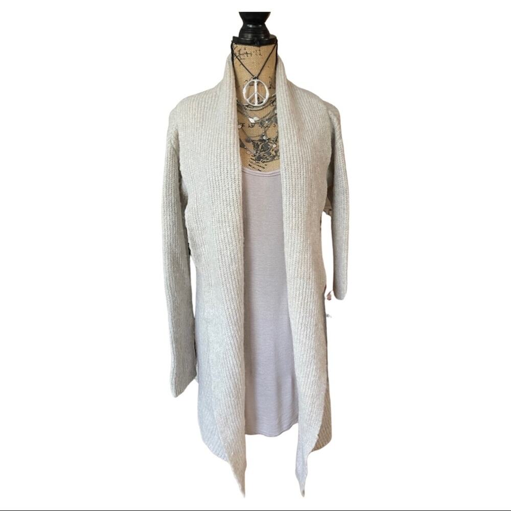 HALOGEN - Nordstrom wool open midi cardigan tan size SMALL